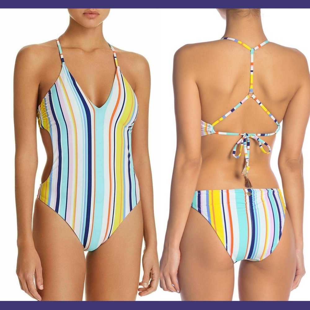 NWT $164 Nanette Lepore Amalfi Coast‎ Stripe One-Piece Swimsuit [SZ XS ]